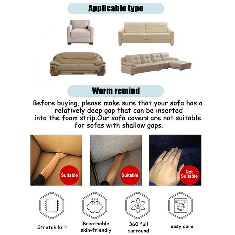 Shukii Stretch Couches Cover Sofa Covers Slipcovers Arm-Chair Fitted Furniture Protector Printed Fabric Couch Cover with 1 Pillowcases (1-Seat 30-52inch) - Image 3